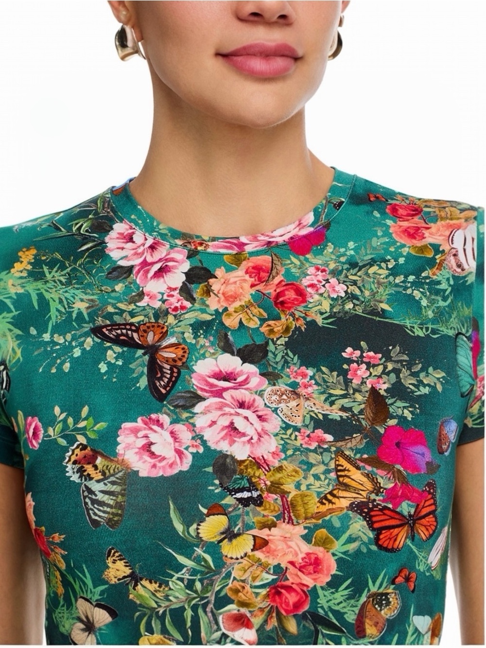 L'AGENCE Ressi Charonda Butterfly Floral Print Women’s Fitted Tee Size XSmall - Picture 4 of 12